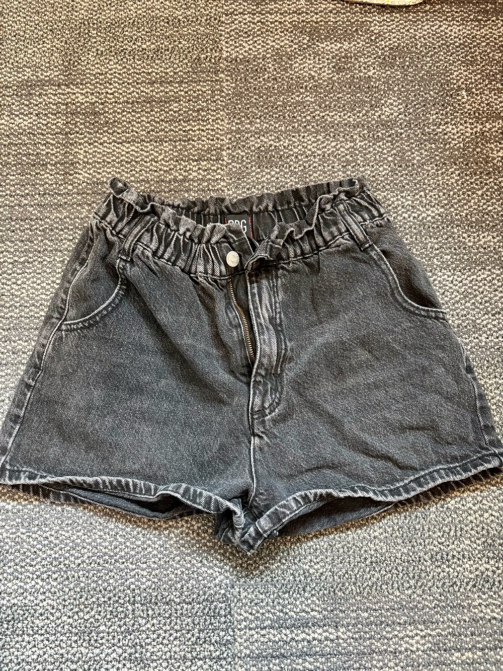 BDG Black Acid Wash Paperbag Waist Denim Shorts